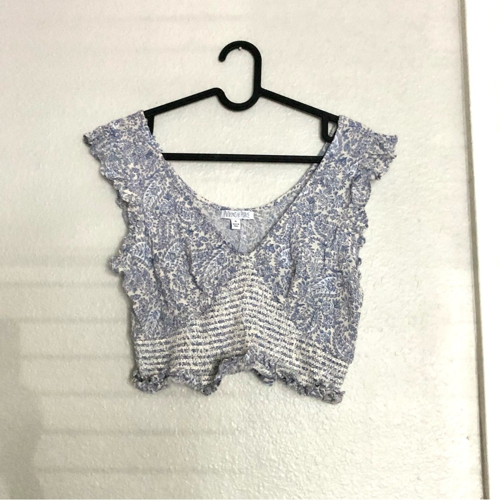 NWOT Patrons of Peace Lavender Floral Smocked Crop Top